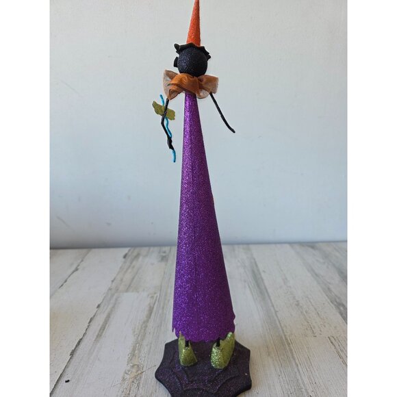 Pier 1 glitter cat witch Halloween metal statue figurine - Picture 5 of 9